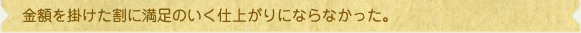 金額を掛けた割に満足のいく仕上がりにならなかった。